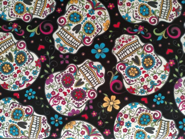 colores, calaveras, flores, telas 100% algodon