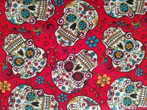 Calaveras, rojo, colores, telas, 100% algodon